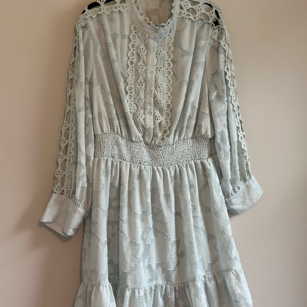 Elegant Lace Dress in light green  bundle with matching men’s suite